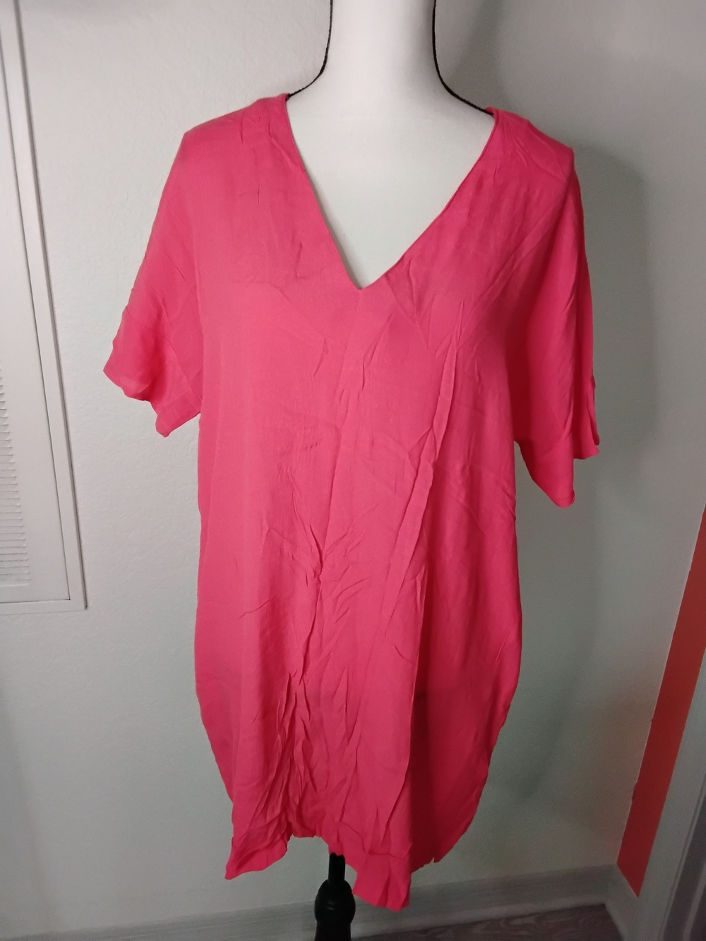 Lush Coral Pink V-Neck Swim Coverup